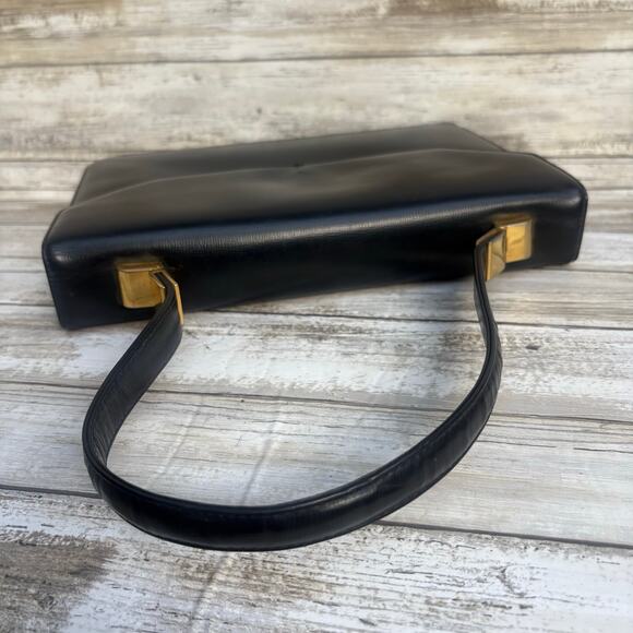 VTG Koret Purse Handbag Black Leather Top Handle Flap Close Coin Purse Retro MCM - Picture 6 of 16